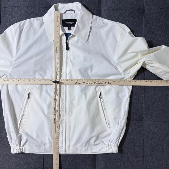 London Fog Jacket Men Large Cream Bomber Lightweight Classic - Picture 4 of 8